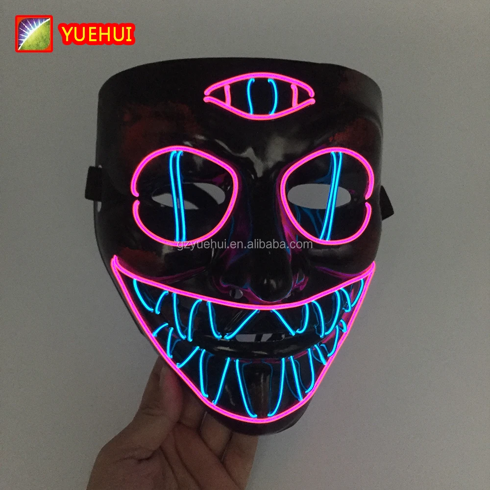 High Quality Led Purge Mask Masquerade EL Wire Party Mask Cosplay Crazy Glow In Dark Carnival Festival Led Light Up Mask