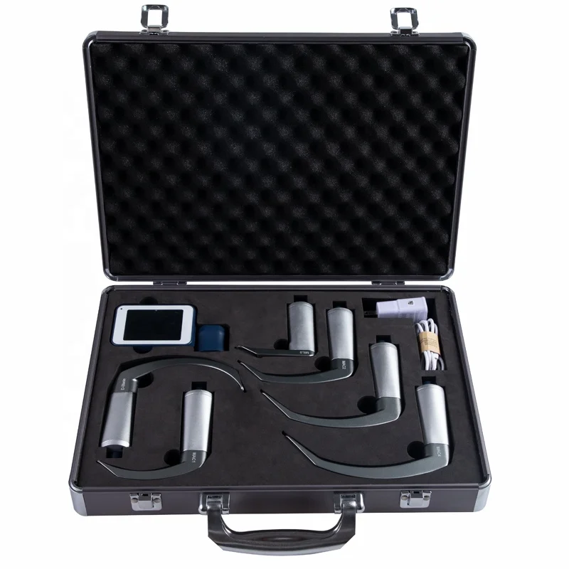 Hot-selling medical video laryngoscope with LED display, reusable stainless steel and multiple blade options