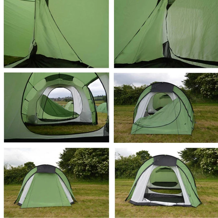 Classic Waterproof Fireproof 4 Season Double Wall 3-4 Person Motor Cycling Tunnel Tents Camping Family with Large Porch Area