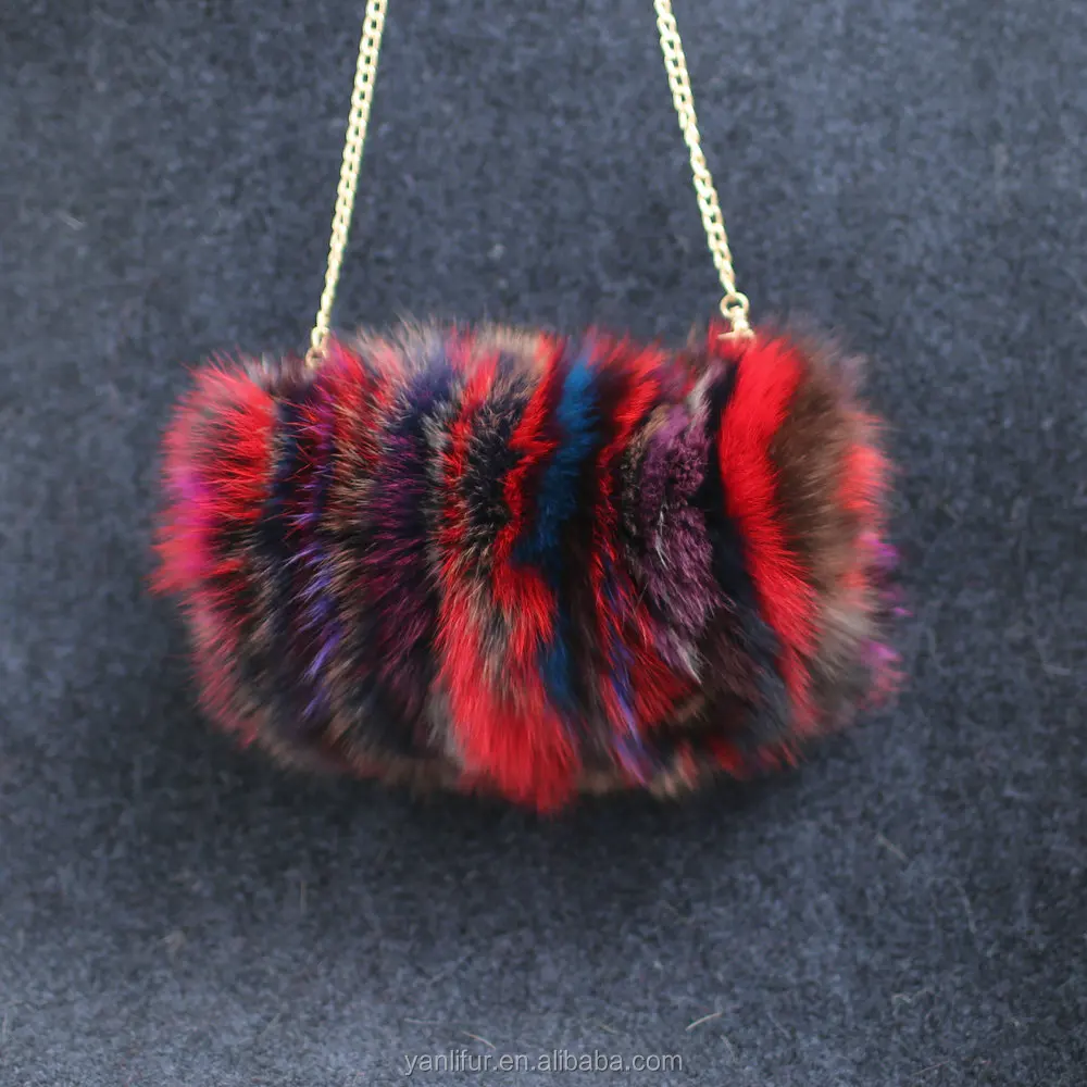 fashion colorful fox fur Hand Warmer muffs/fox fur bags for women