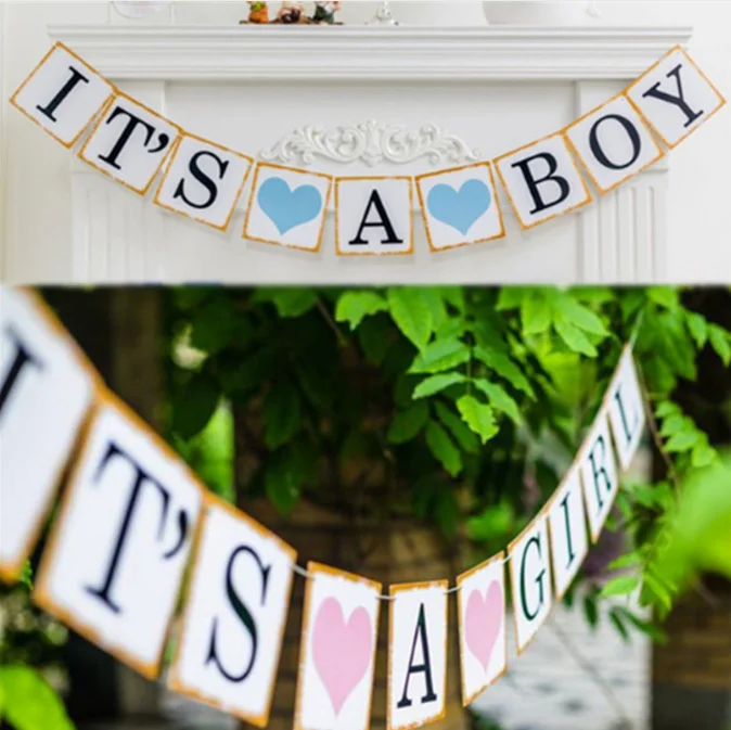 
Its A Boy Its A Girl Banner For Newborn Party Decorative String Flags Girl Boy Baby Shower Party Bunting Wall Decoration 