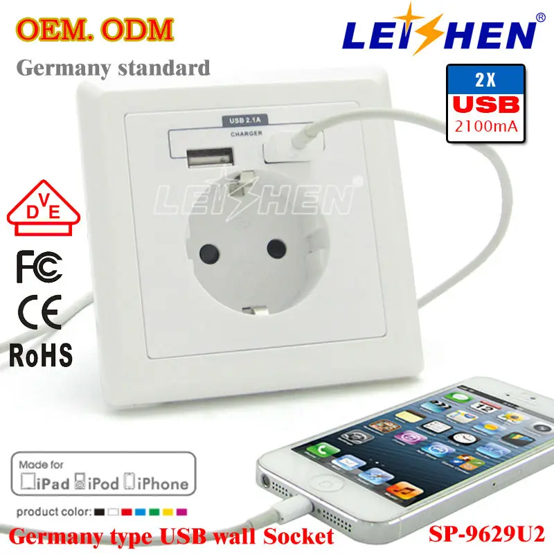 2 xusb порты стены европейская розетку, декоративные электрические розетки с usb дизайн для современных передовых гостиница