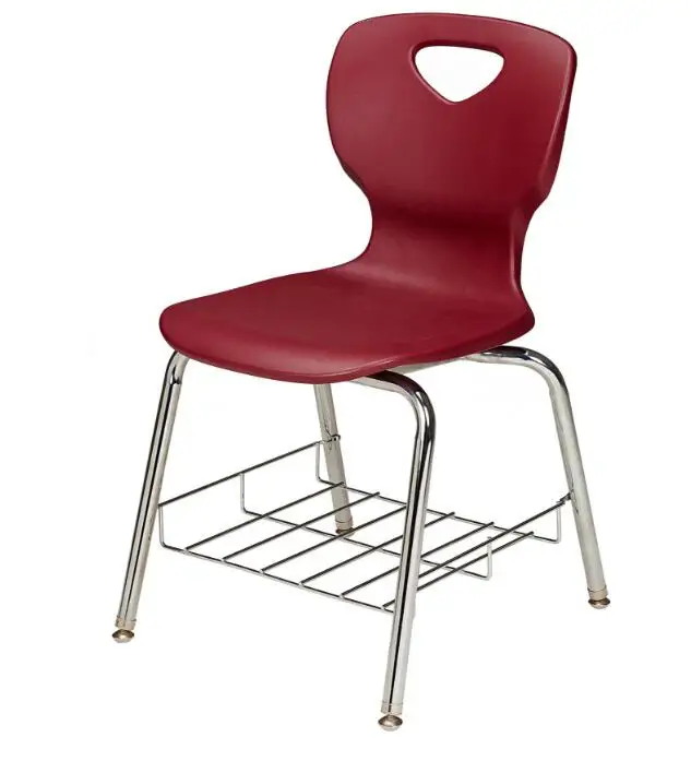 Wholesale education furniture school plastic chair with grid net shelf