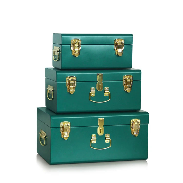 Home Design Metal Storage Trunk box Set With metal Decorative