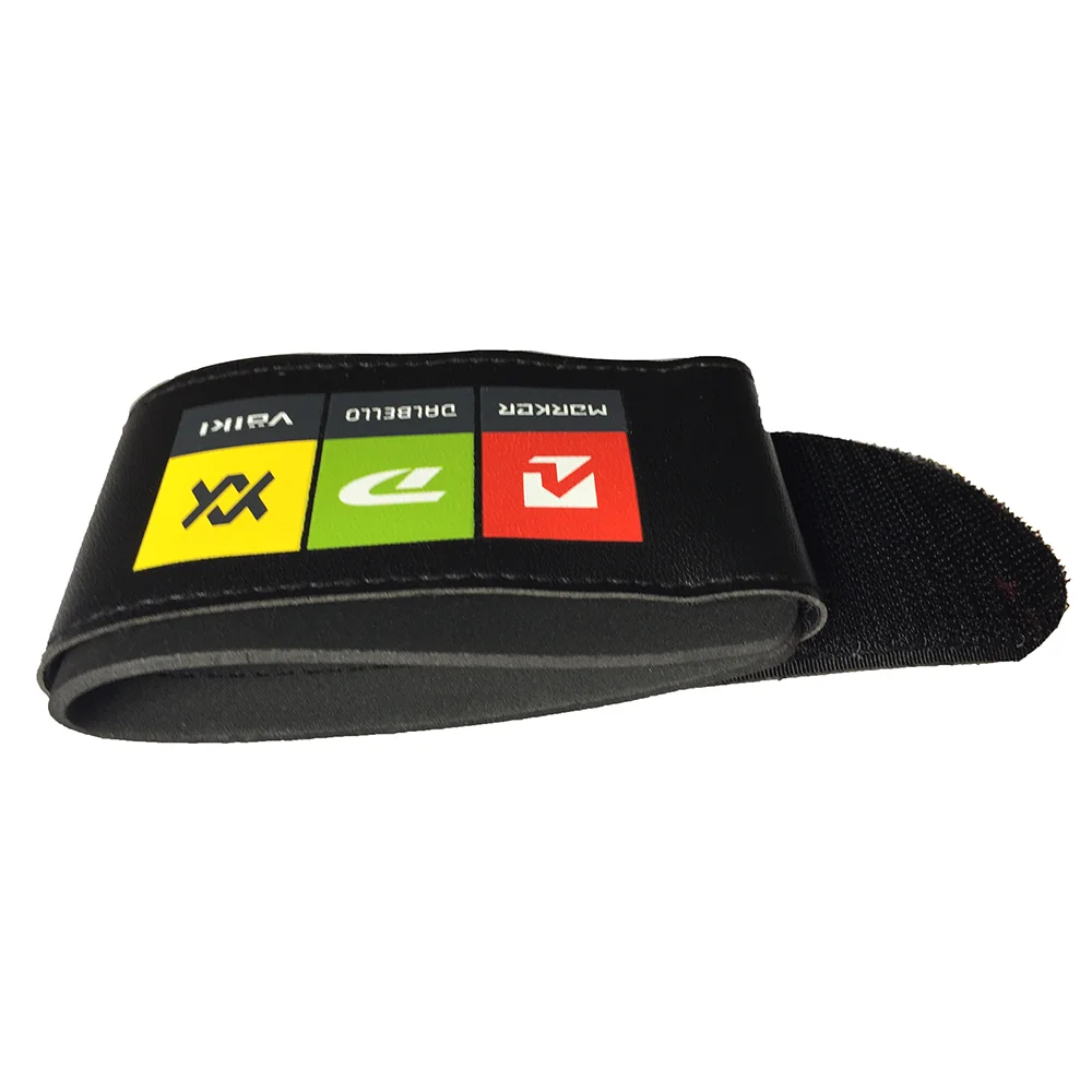 Custom alpine cross country leather ski straps with hook and loop