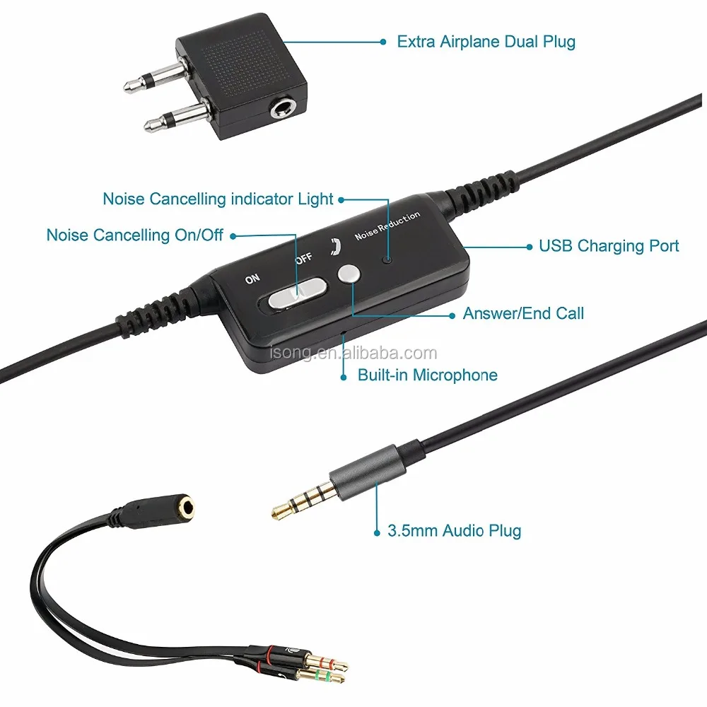 OEM Accepted 20DB Foldable Wired Active Noise Cancelling Headset ANC Headphone