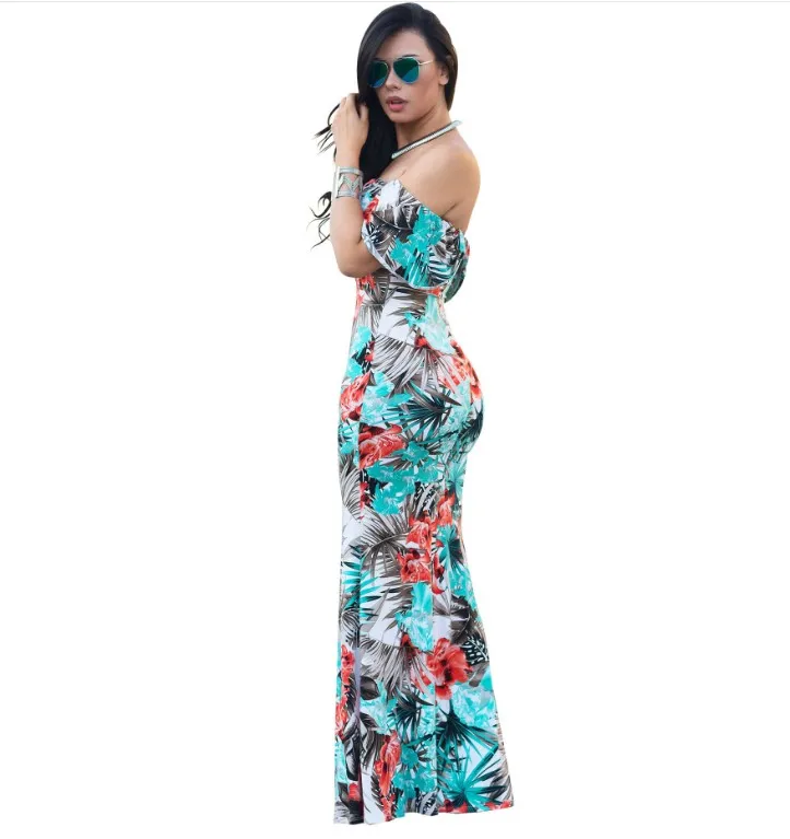 
Young Lady Clothing Sweet Girl Floral Patton One-shoulder Beach Dress 
