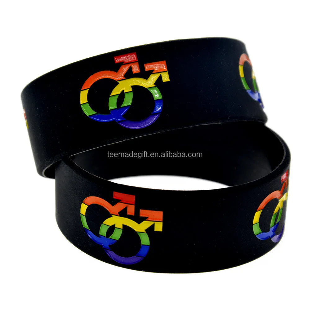 Promotion Gift Printed Gay Pride Silicone Wristband with Rainbow Color Bracelet For Gay Pride