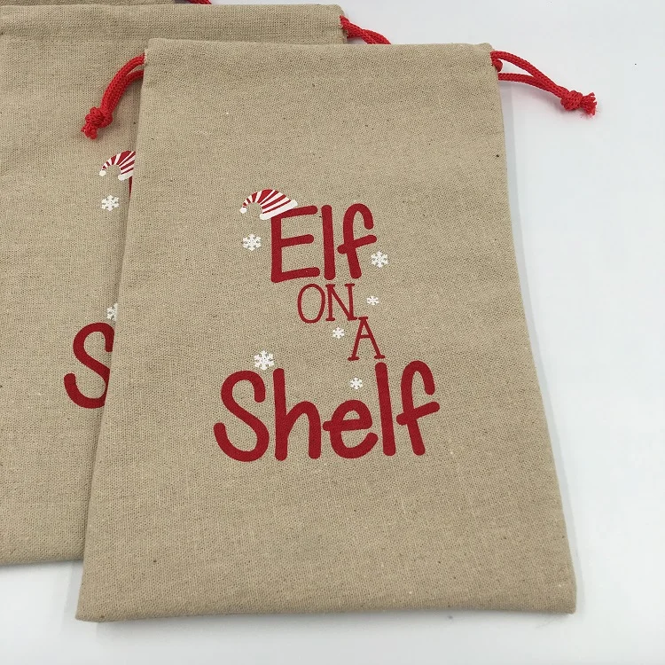 Custom Burlap Hessian Christmas Gift Bag Santa Sack