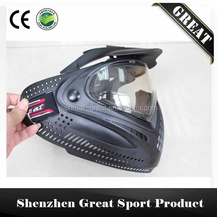 Paintball CA Game Full Face Paintball Mask With Anti Fog Double Thermal Lens - Black