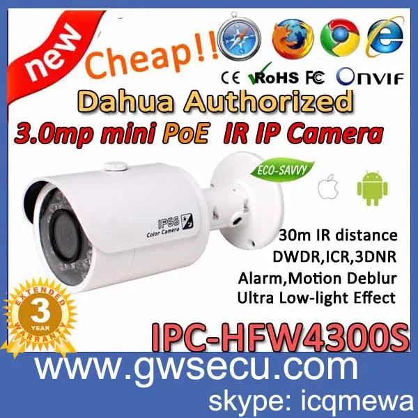 mini license plate dahua ir bullet ip camera ipc-hfw4300s 3megapixel full hd 1080p onvif security cctv network cameras