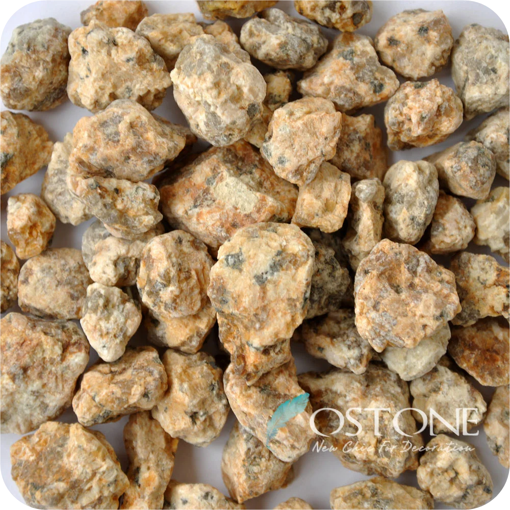 Machine Made Granite Cobbles & Pebbles Gold Colored Pea Gravel