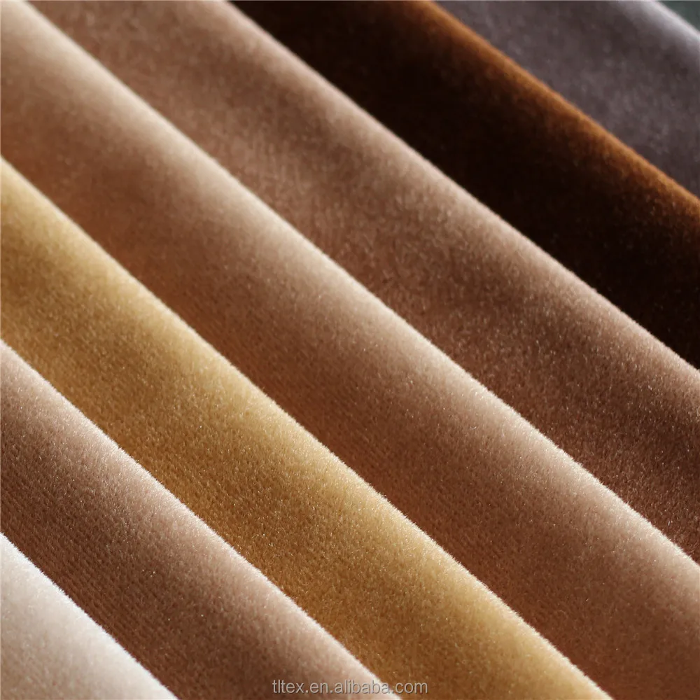 Chinese Korea mode shinny velvet fabric warp knitted by high speed Karl Mayer machine polyester velvet