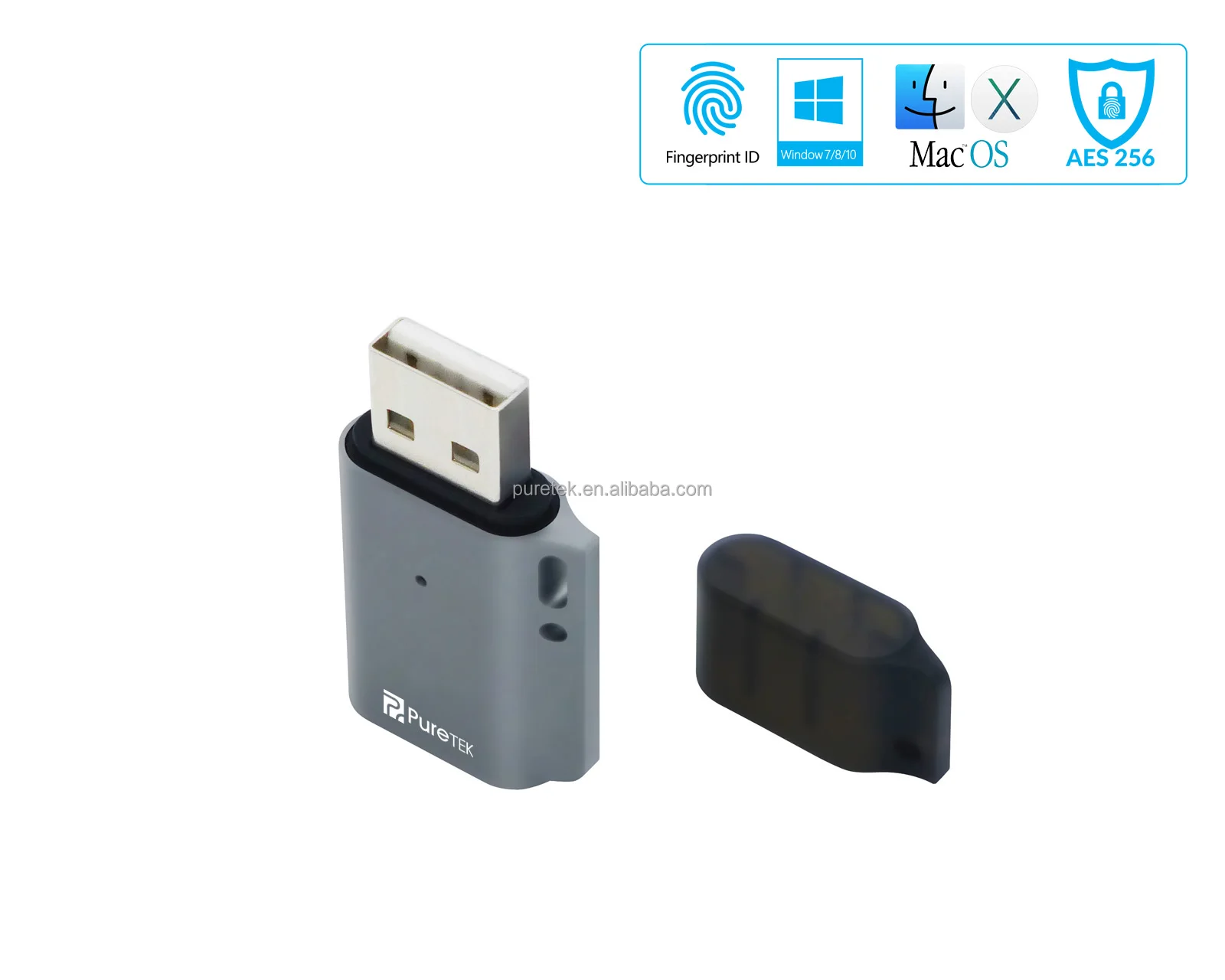 Fingerprint Encryption 32GB USB Flash Drives Encrypted Flash Drives 64G with Biometric Security Fingerprint Identification