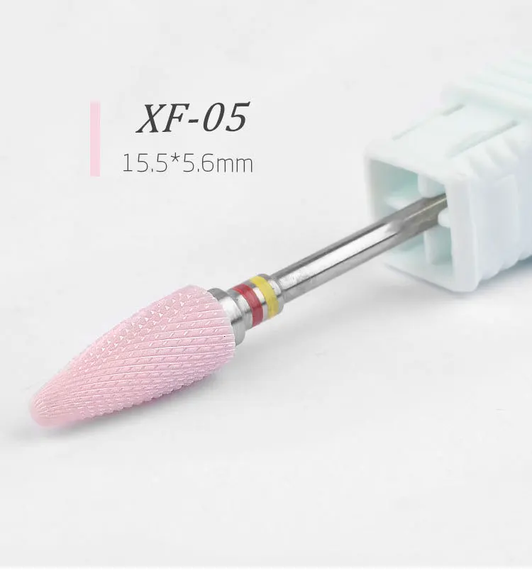 Bullet Shape Pink Ceramic Nail Drill Bits Callus Removing Manicure Drill Burrs