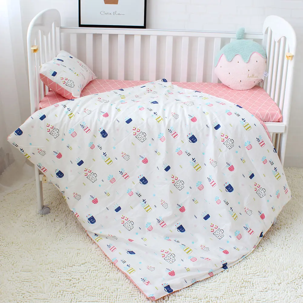 100% cotton high quality baby crib children bedding sets cartoon 3pcs bed sheet bed linen set baby crib bedding sets