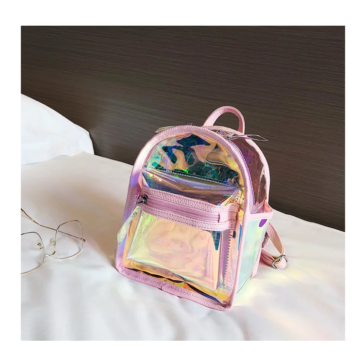 girls fashion laser handbag holographic clear pvc backpack  for wholesale