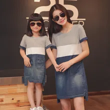 Vestidos mãe filha matching mãe filha roupas denim olhar família mãe e filha roupas vestido