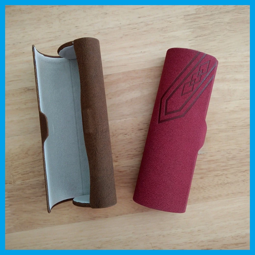 Pebble color leather case of hard metal optical boxes with custom personalized embossing logo