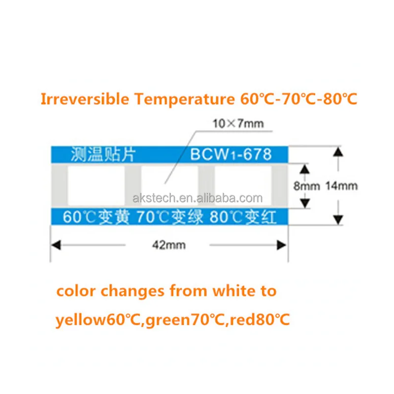 Self adhesive Temperature label 60C 70C 80C 90C 100C irreversible color changing high temperature sticker heat sensitive labels