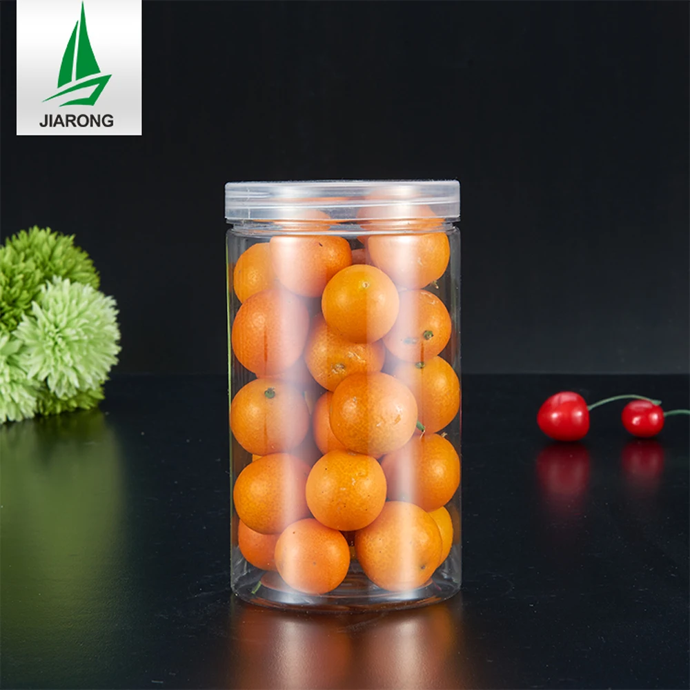wholesale empty clear Food Grade 250ml 350ml 500ml 750ml Plastic jar Candy cookie nut peanut storage container with Screw lid