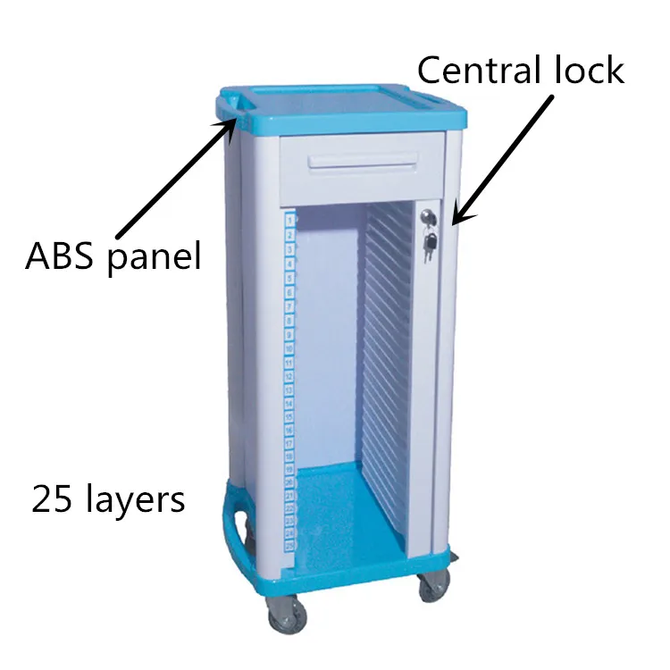 High Quality Hospital Used History Cart Medical Record Trolley File Cart Dossier Trolley