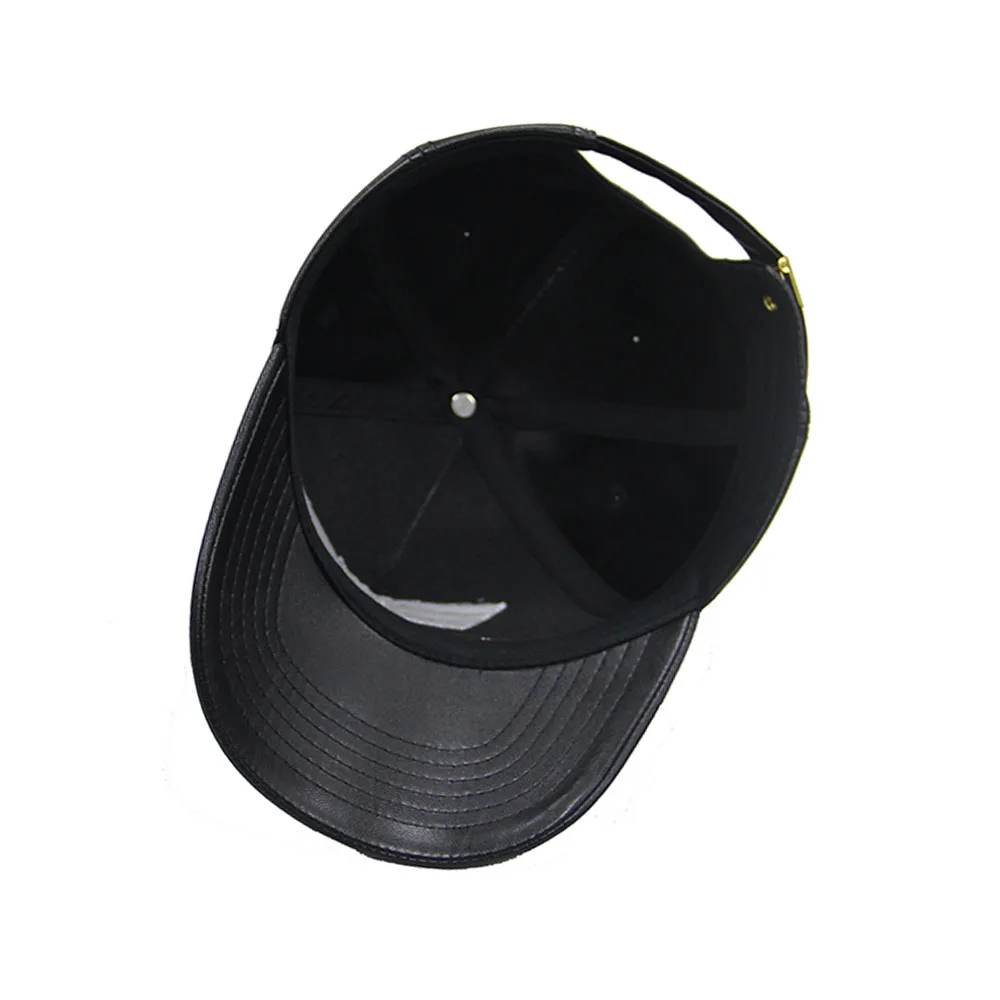 High Quality Classic Men Hat Custom 3D embroidery 6 Panel Pu Leather Baseball Caps