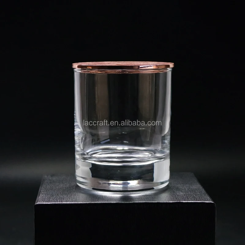 8oz Luxury round Cylinder Candle Jars Thick Bottom Clear Glass Handmade Candle Holder with Metal Lid for Home Decorating