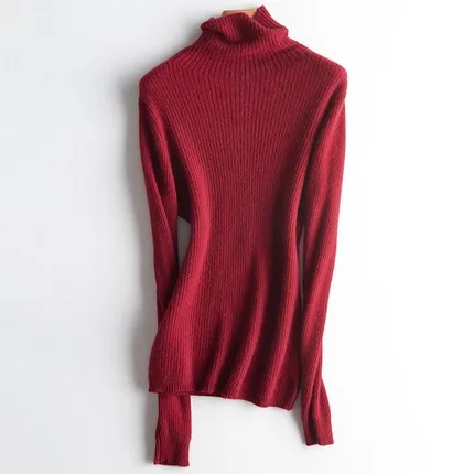 Customize Merino Wool Luxury Knitted Warm Turtleneck Cable Sweater For Women