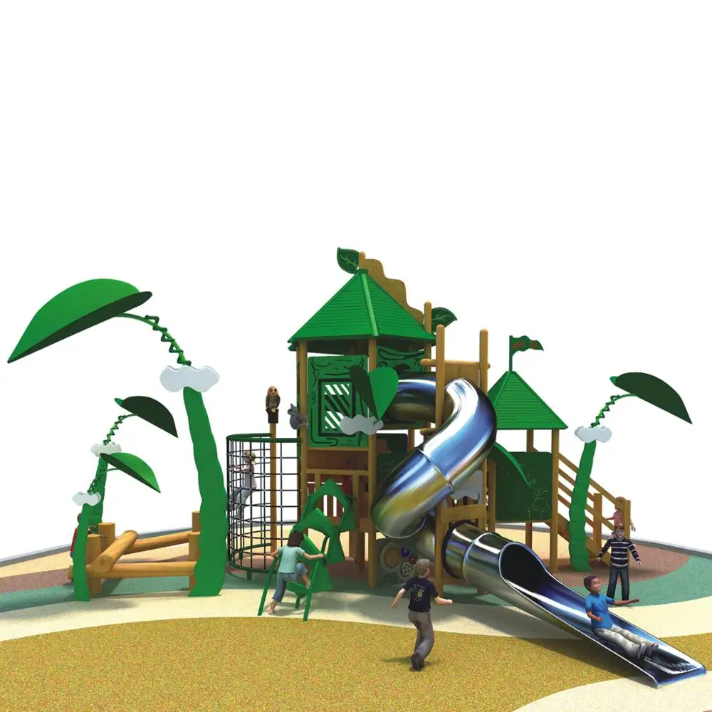 Kaiqi High Quality Factory Price Wooden Kids Play Metal Tube Themed Customized House Outdoor Playground - with slide&climbing