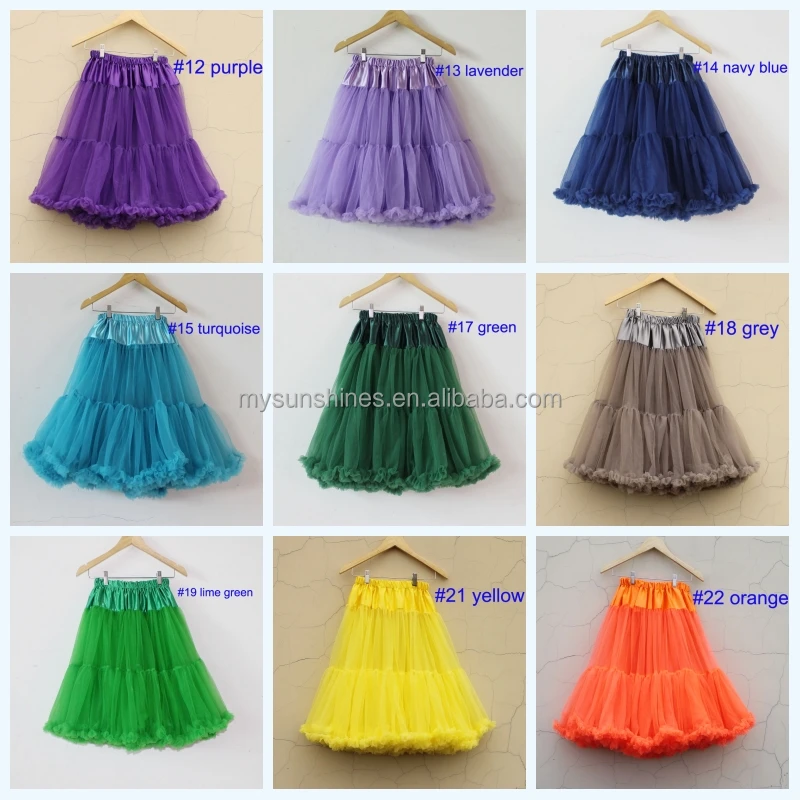 Plus Size Chiffon Teen Fluffy Adult Tutu Pettiskirt Turquoise Long Tulle Skirt Women