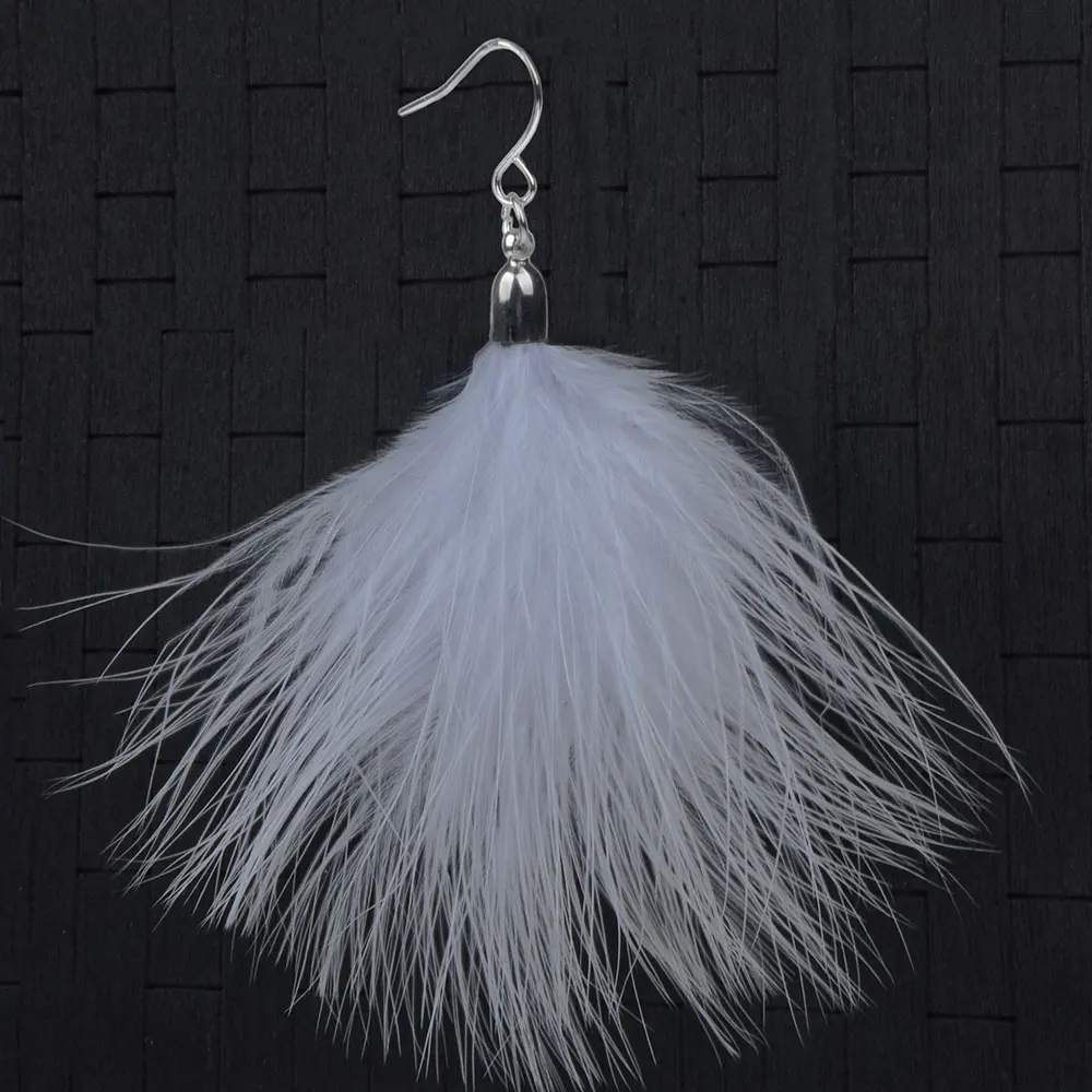 Handmade Lovely Turkey Feather Earrings Bohemian Bead Big Wedding Earrings Jewelry For female Gift