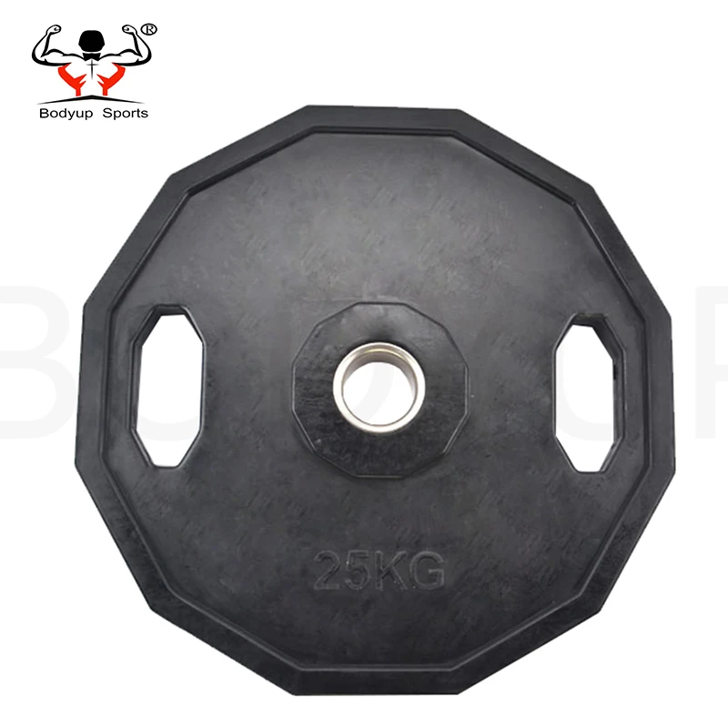 Gym Training Two Grips Rubber Coated Dodecagon Weight Plates