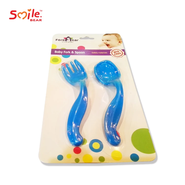 
BPA free food grade cute spork pp baby spoon and fork set 