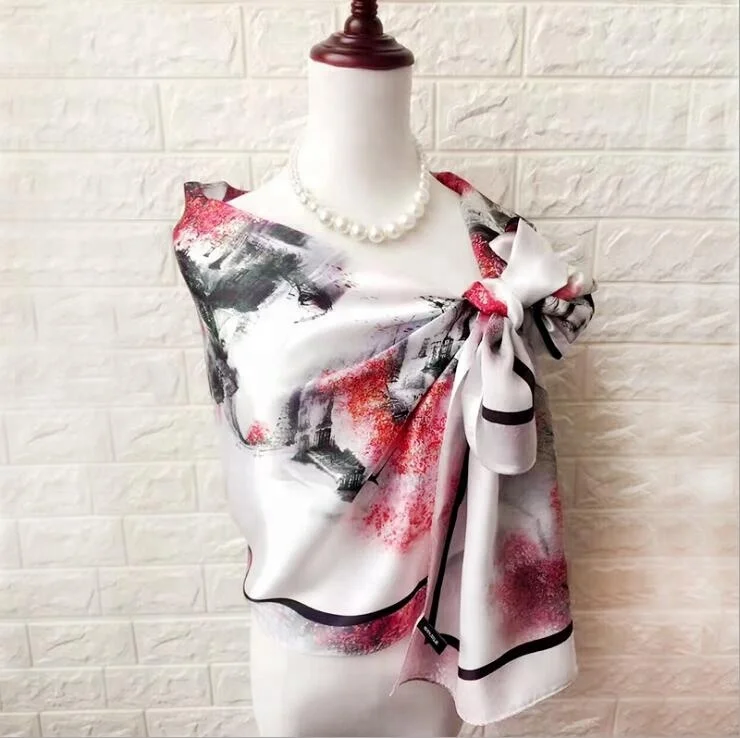 Прямая поставка с завода ZP, женский шарф, дорогая шелковая шаль с узором water city