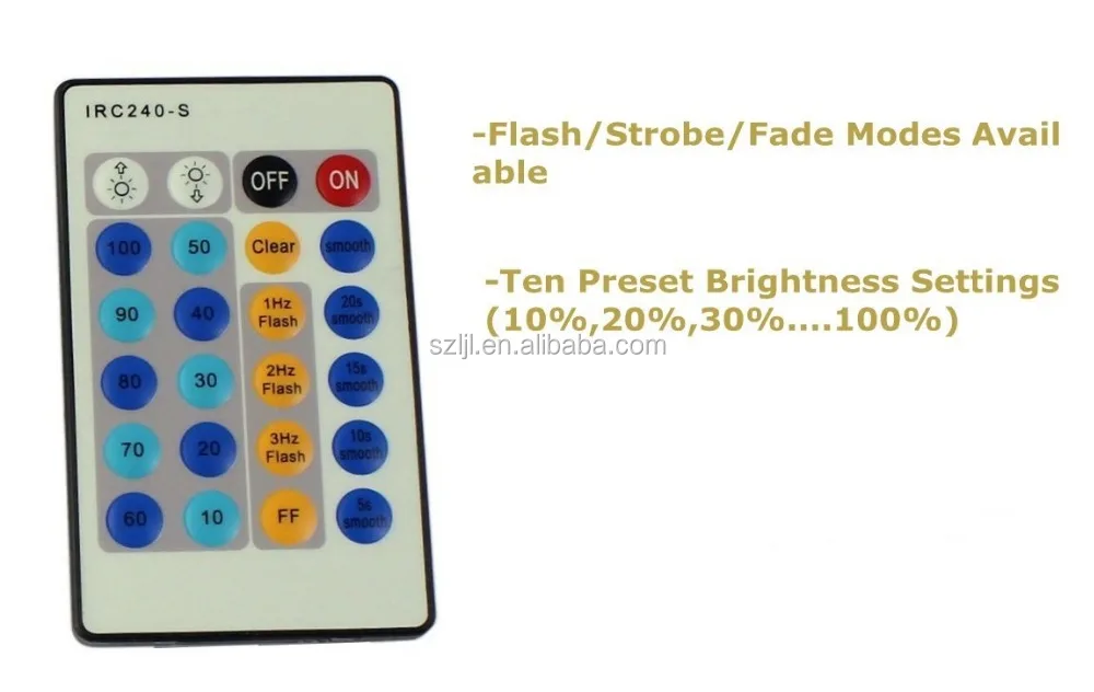 DC5-24V IRC240-S 24keys IR Remote Led Dimmer Controller for 5050 3528 5630 Single Color Led Flexible Strip