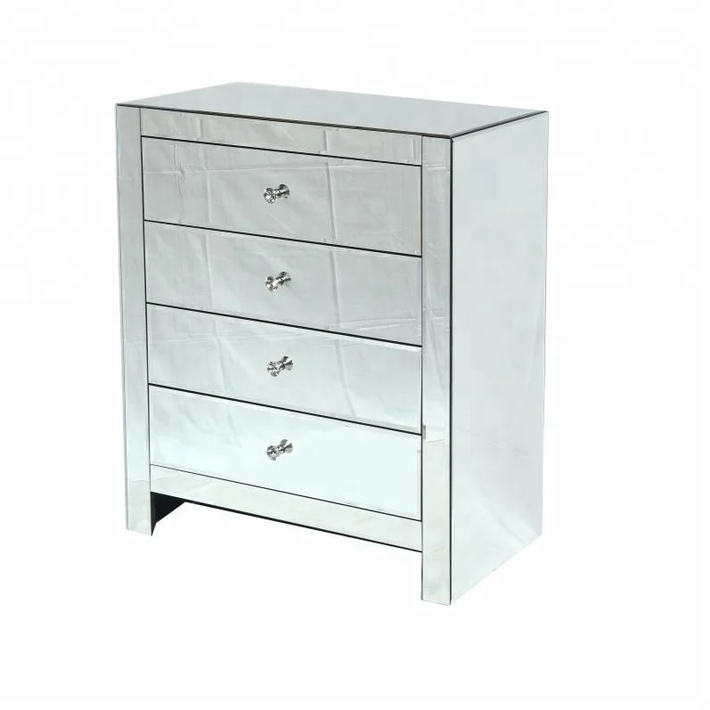 2018 Popular Furniture Charming Cabinet Dresser Bedroom Furniture Mirrored 4 Drawer Chest