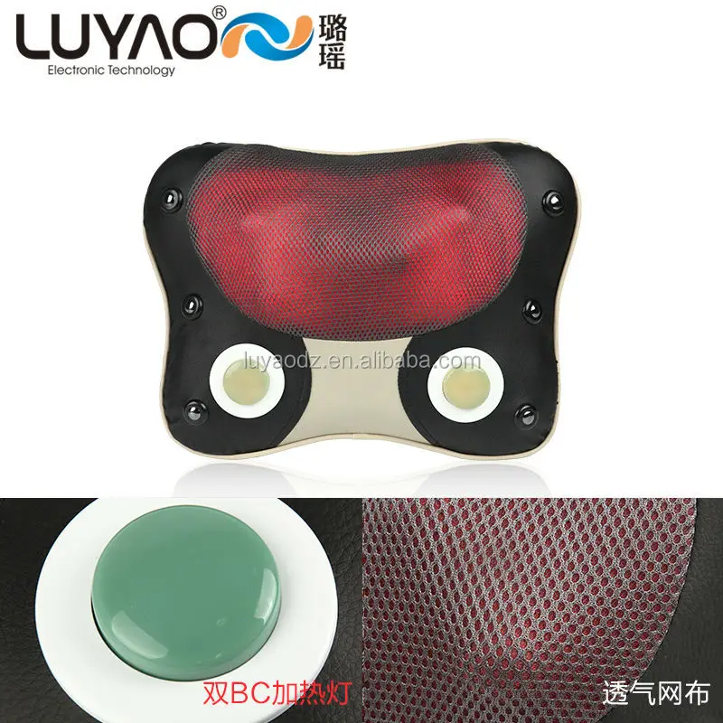 Hot deep-sea magnet stone back neck shiatsu and tapping massage pillow with heating  LY-737A