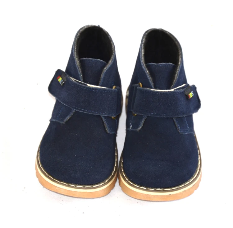 Rugged suede  stay put closure straps toddler ankle boots children anti slip footwear for autumn