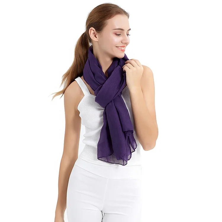 Summer Islamic Scarves Solid Color Lightweight Shawls Maxi Hijab Women Plain Cotton Scarf Hijabs
