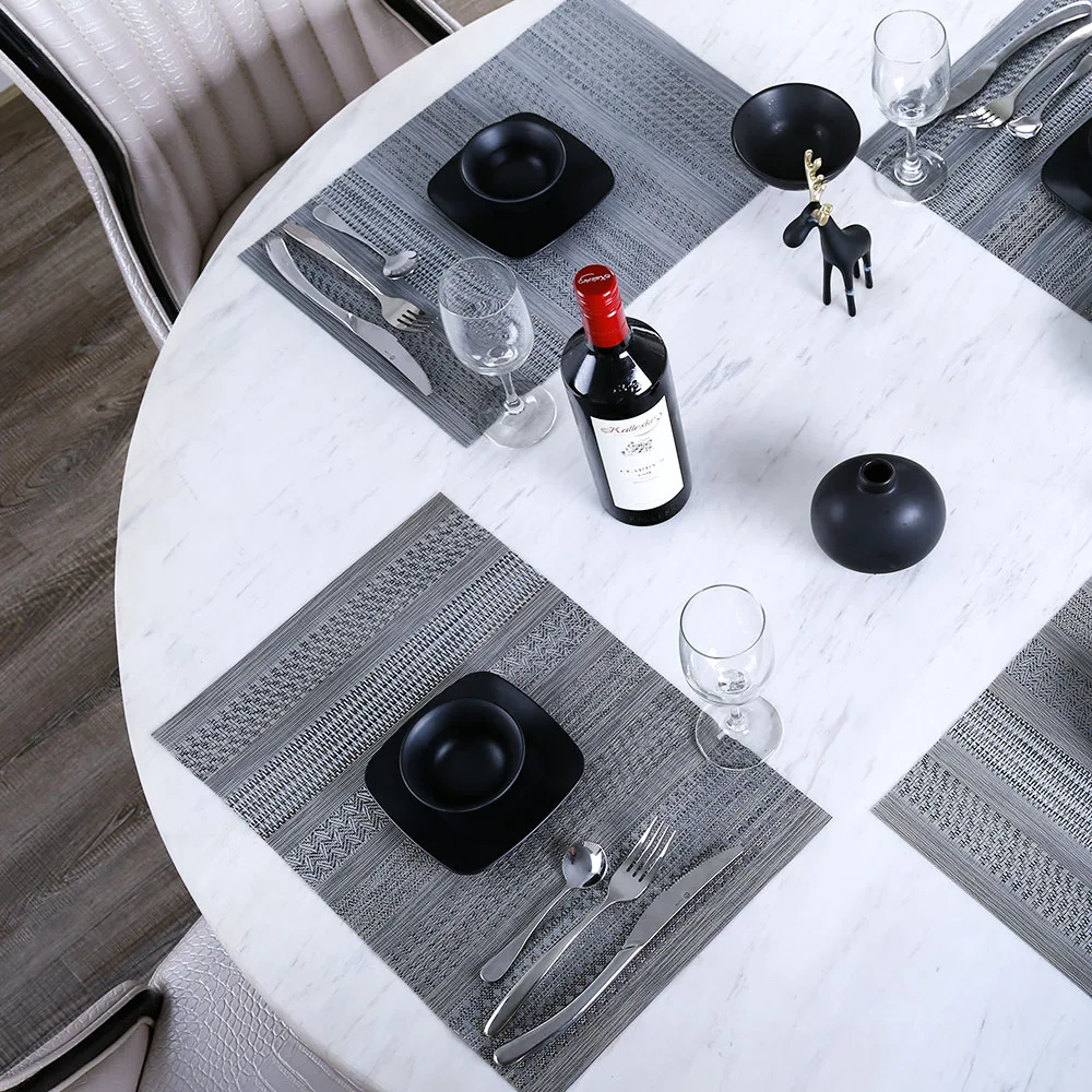 Хорошее качество, недорогая цветная безопасная для мытья в посудомоечной машине, пластиковая виниловая Подставка под горячую еду для ресторана, кофе, коврик для обеденного стола из ПВХ