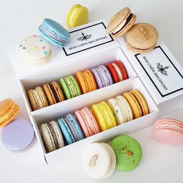 Custom design cookie packaging box, packaging box for macaron