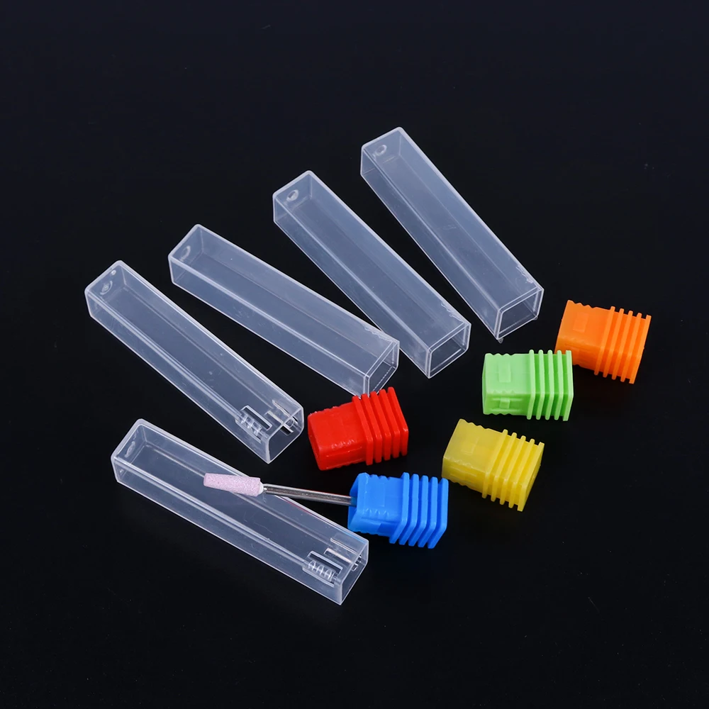 Empty Storage Box with lid For r Exhibition With Cover Plastic Manicure Nail Tool Nail Drill Bit Holder