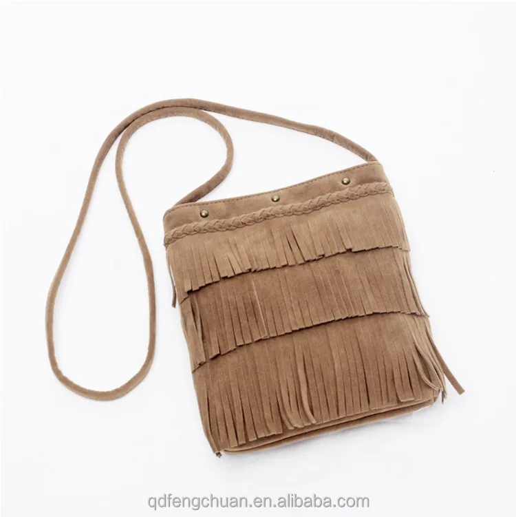 Fashion Women Leather Tassel design  Fringe Suede Shoulder Messenger Bag