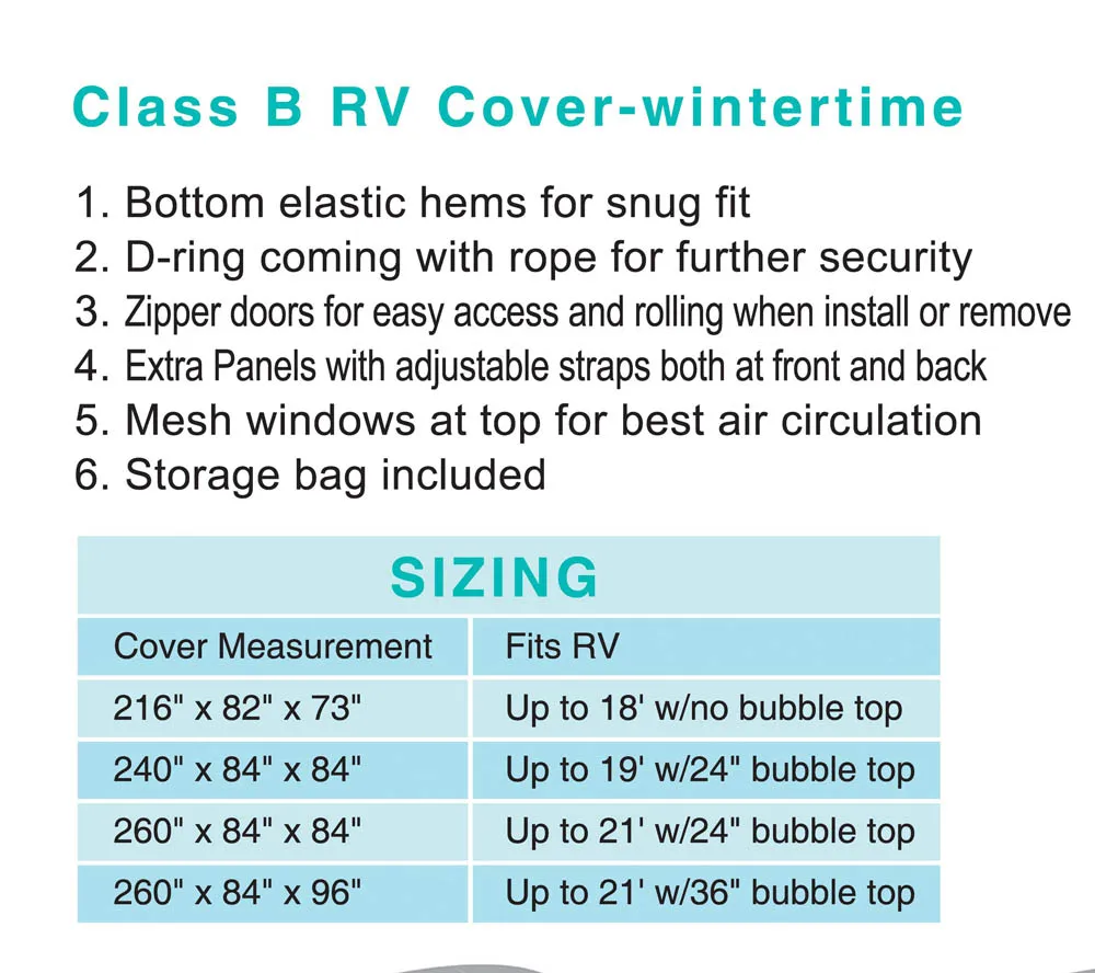Tailored class B Caravan Cover/RV Cover/Motorhome Cover
