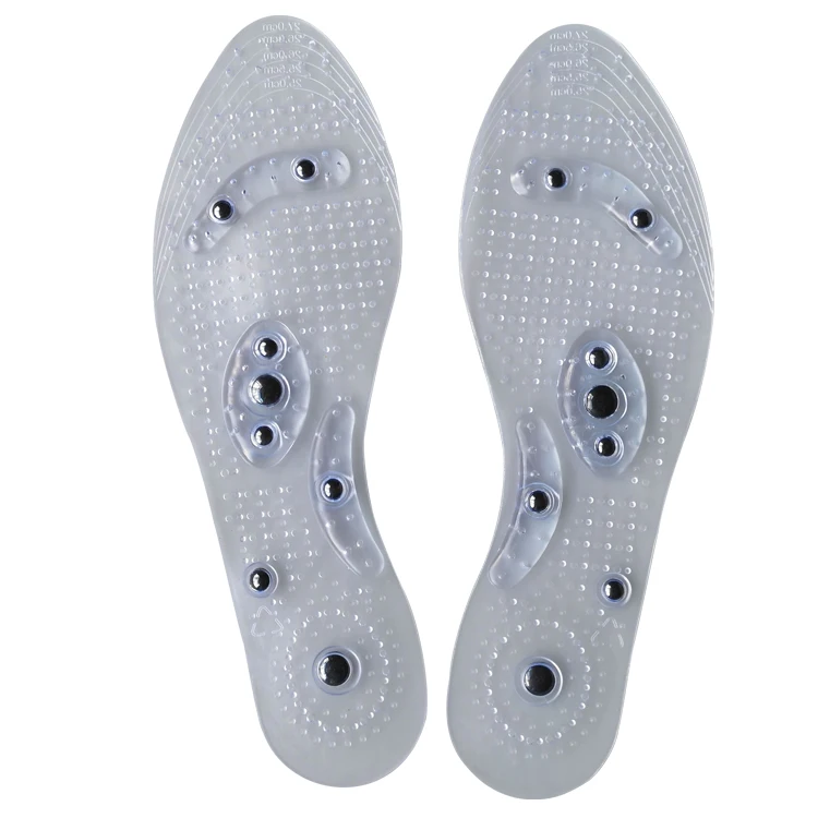 factory wholesale cuttable foot healthcare plantar faciitis breathable PVC acupuncture therapy massage magnetic insole flat feet