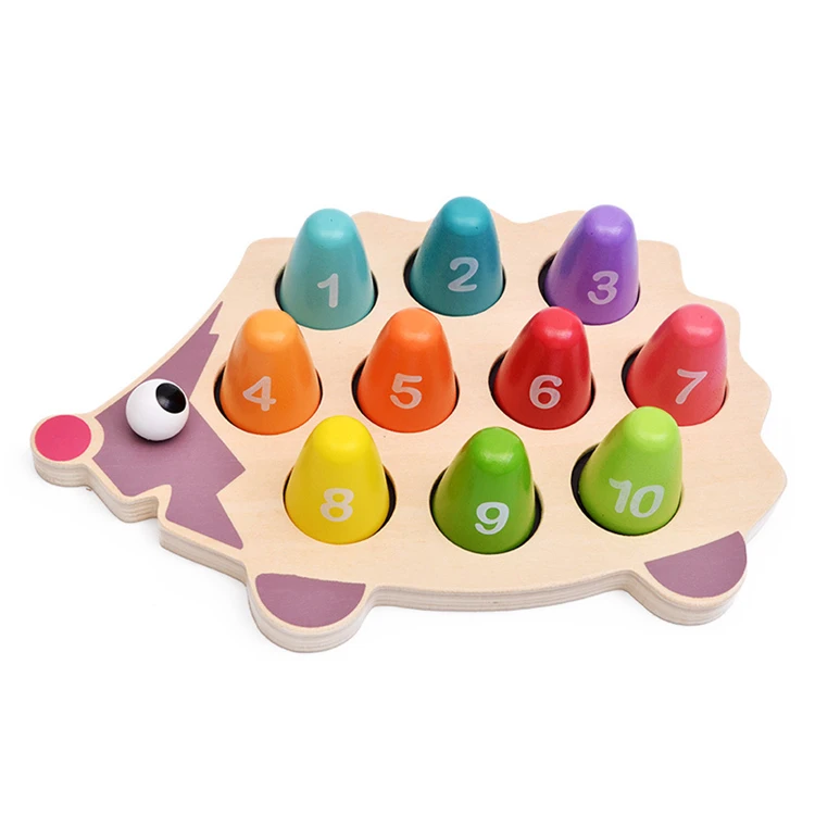 
Kids wooden toy Hedgehog shape number and color matching game toy for preschool child toy 