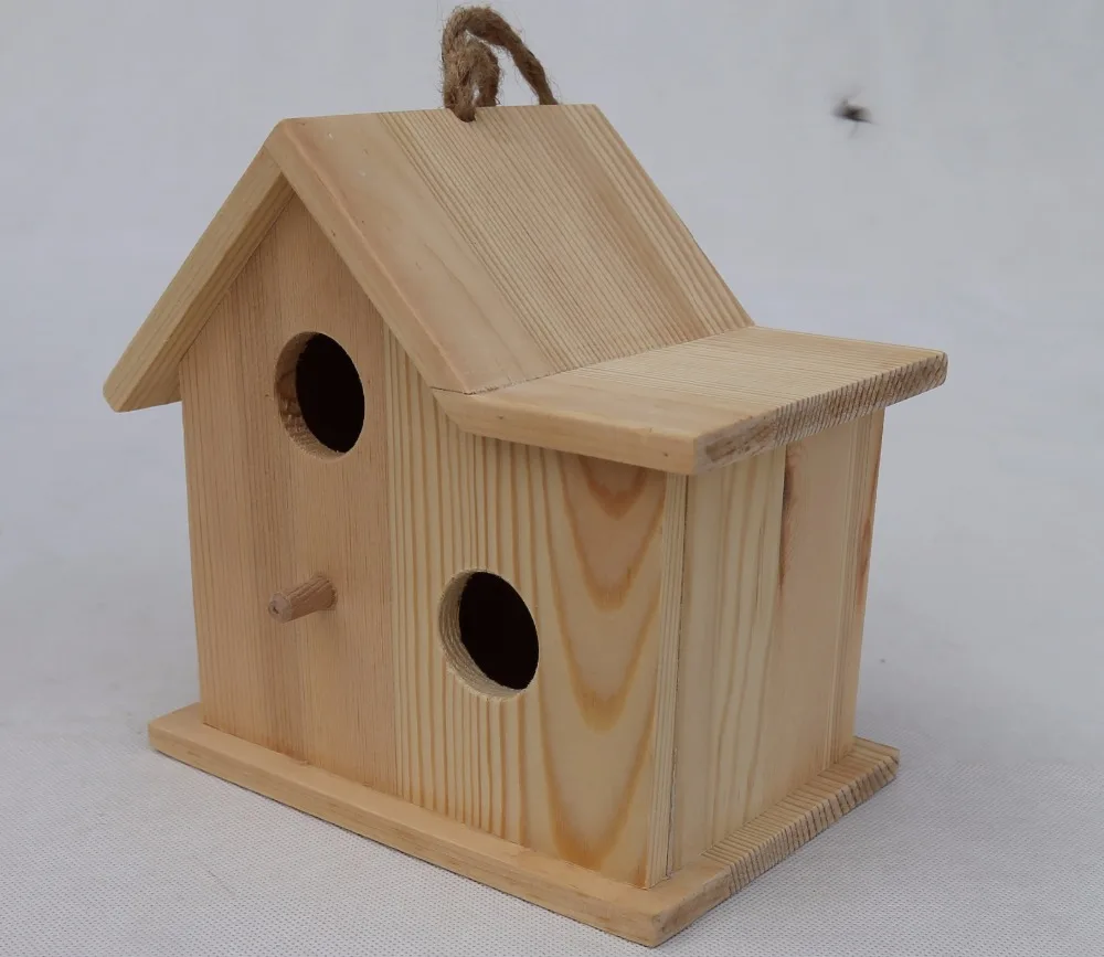 Pet cages decoration hot stamping logo hot stamping logo of wooden birdhouse hot stamping logo wooden house for pet