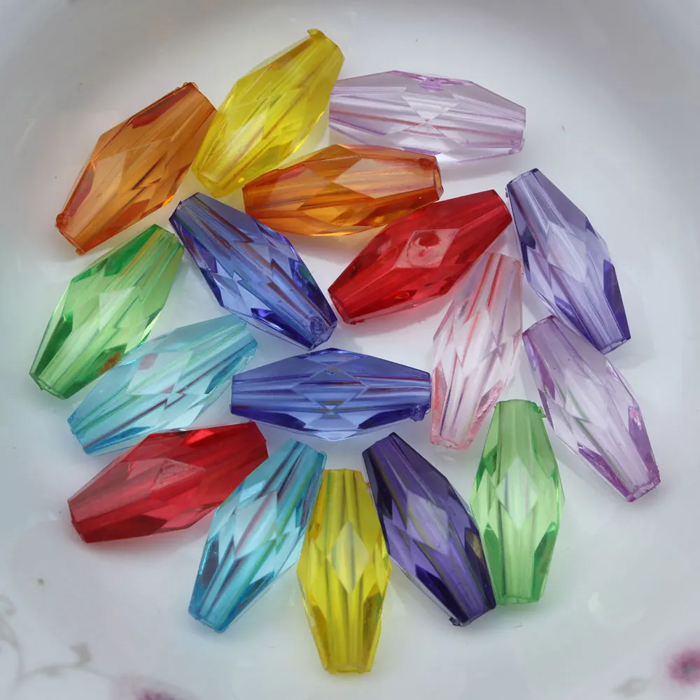 Wholesale 6*11mm Double Cone Acrylic Transparent Faceted Long Bicone  Spacer Beads for Jewelry Making