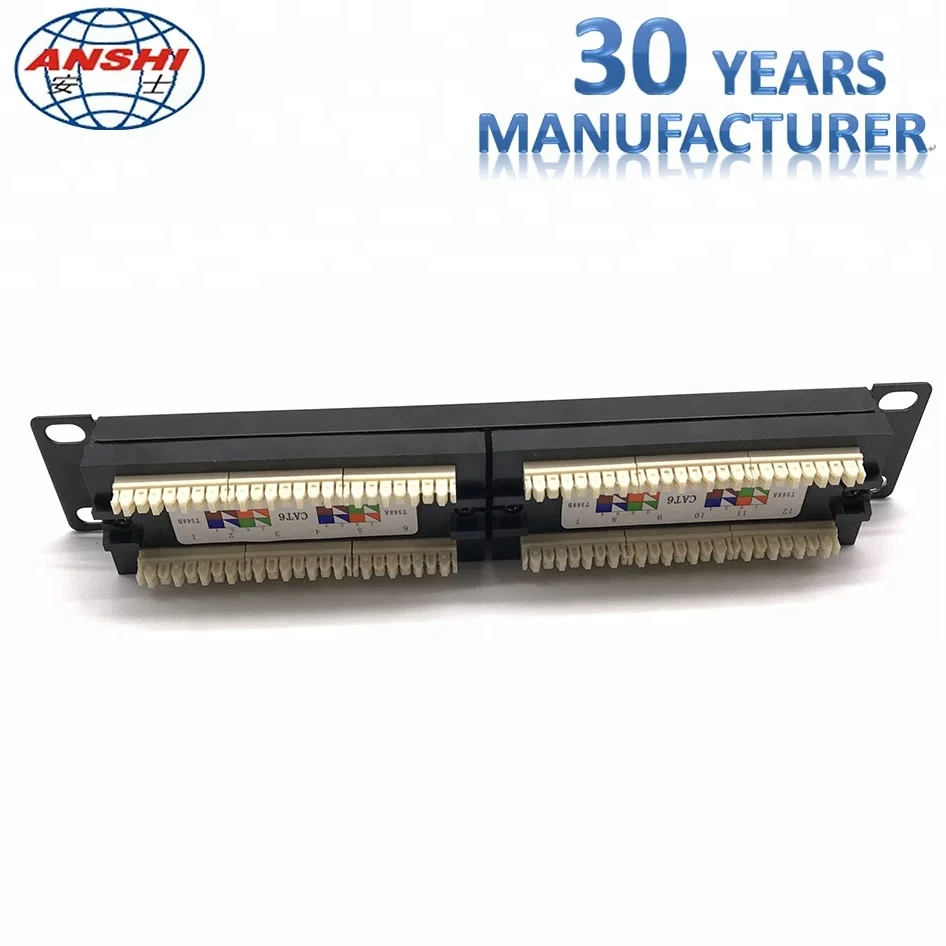  ANSHI CAT6 RJ45 10 дюймов 12 портов 110 idcunэкранированная UTP патч-панель